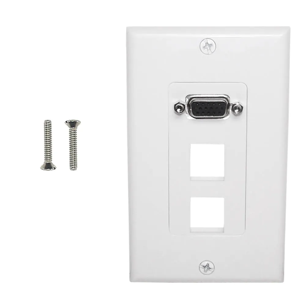 1-Port VGA Wall Plate Kit Decora White (with 2x Keystone Hole)