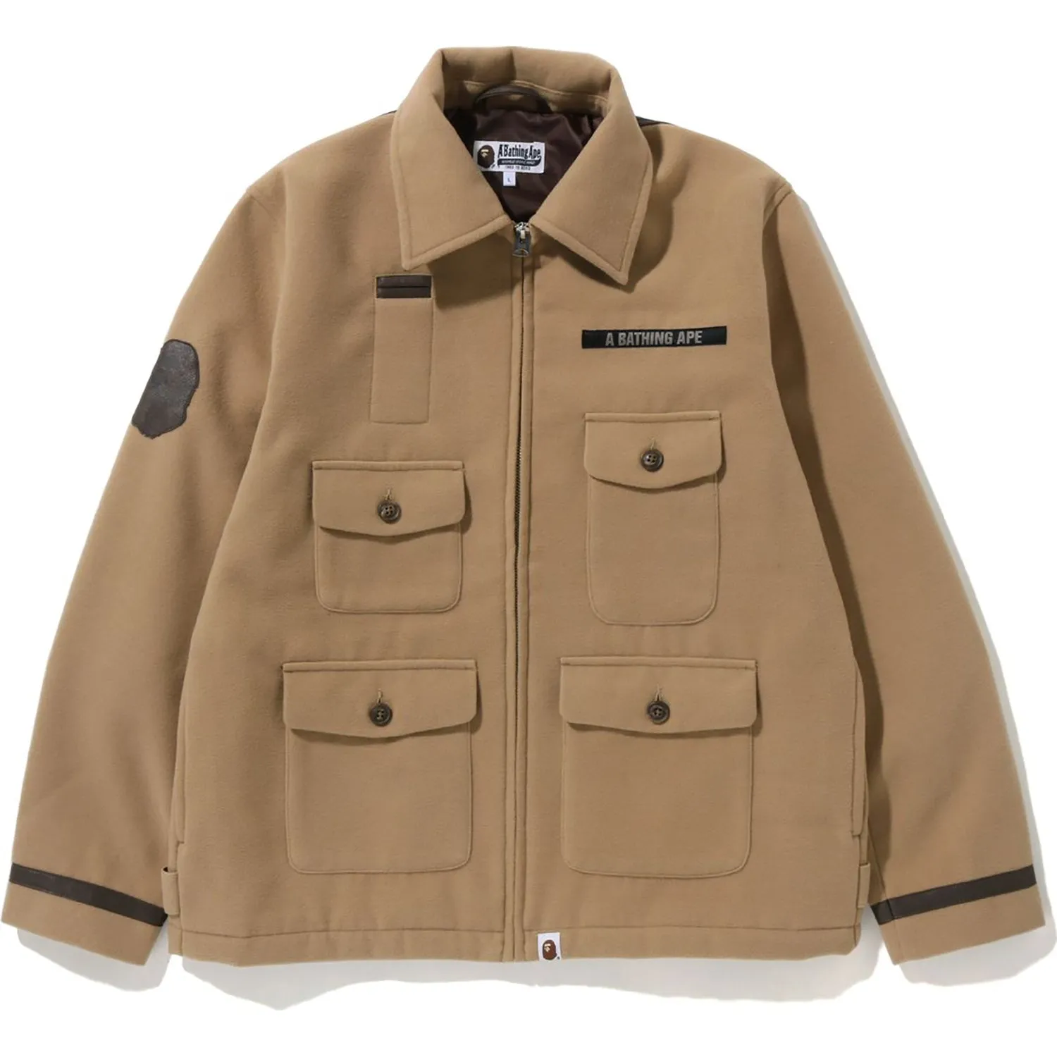 A BATHING APE MELTON RELAXED FIT ZIP JACKET MENS