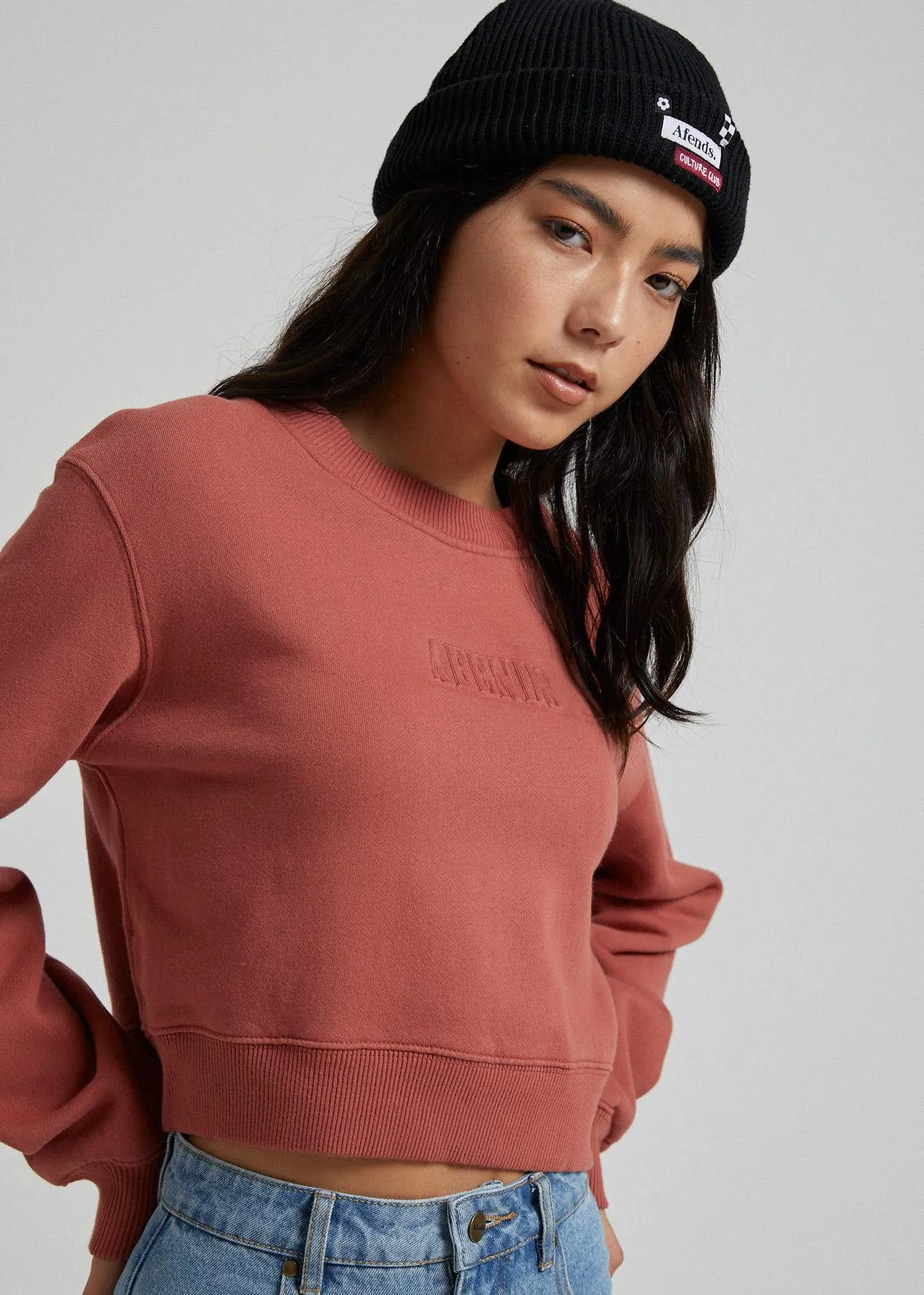 Afends Womens Love Buzz - Box Fit Crew - Brick