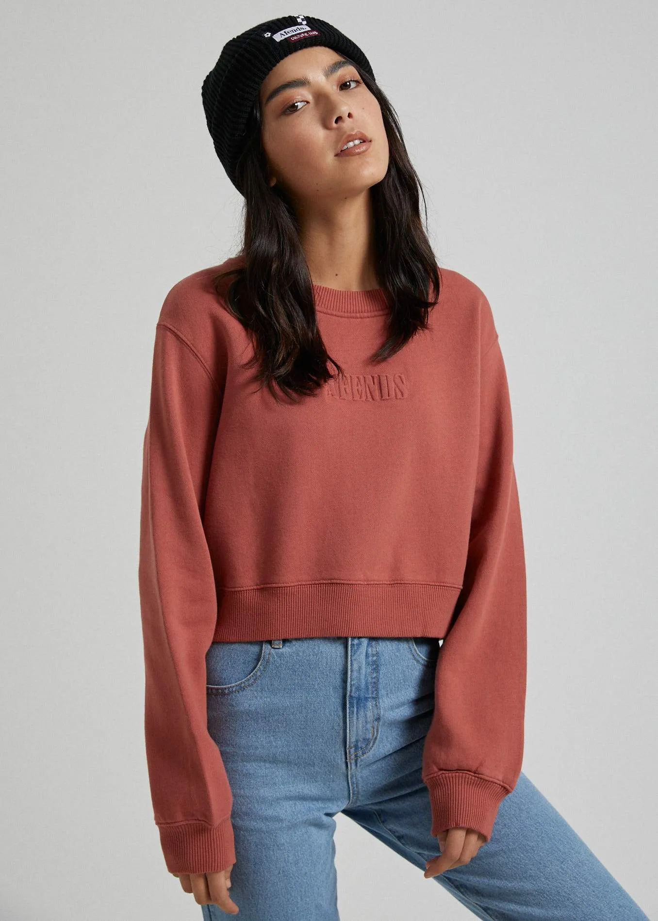 Afends Womens Love Buzz - Box Fit Crew - Brick