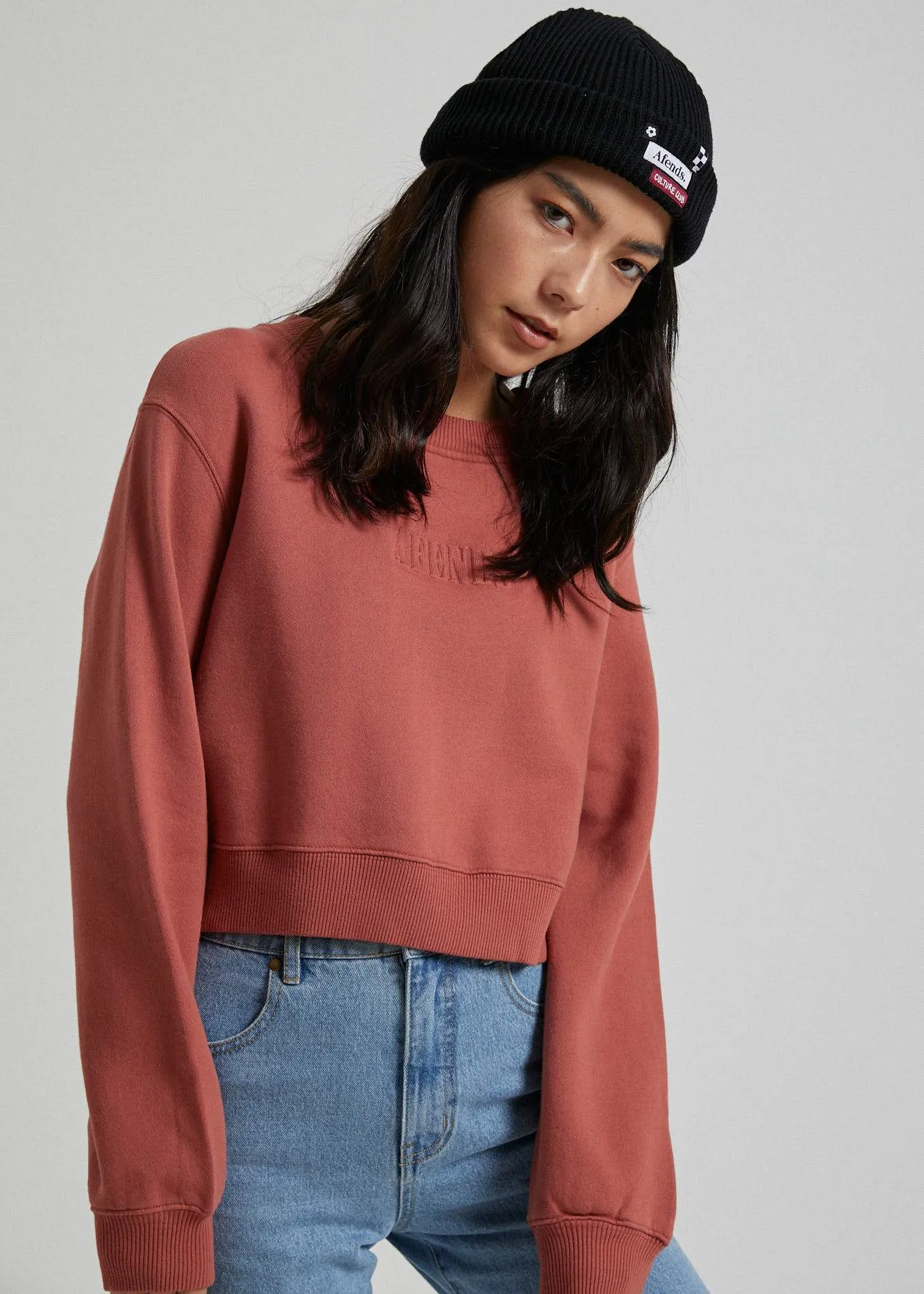 Afends Womens Love Buzz - Box Fit Crew - Brick