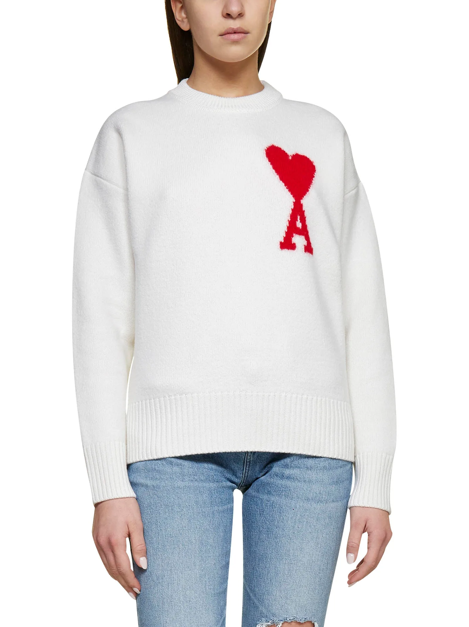 AMI Logo Intarsia Crewneck Knitted Jumper