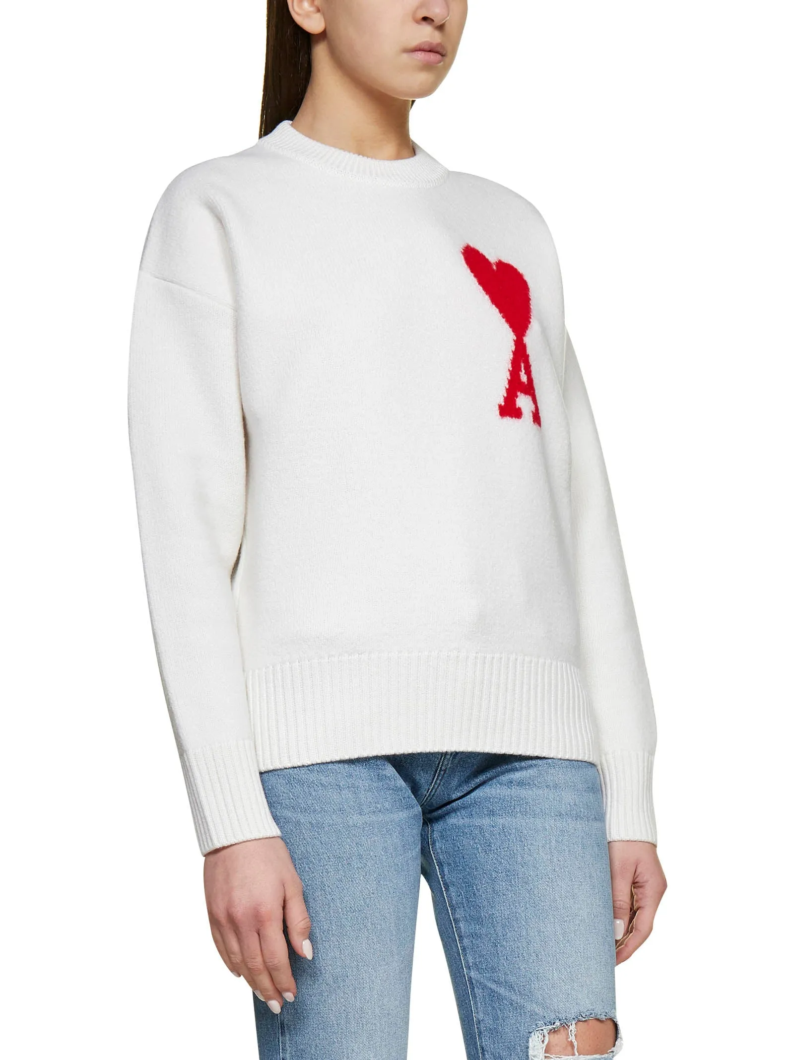 AMI Logo Intarsia Crewneck Knitted Jumper