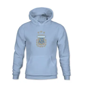 Argentina Color Badge Youth Fleece Pullover Hoodie - Sky Blue