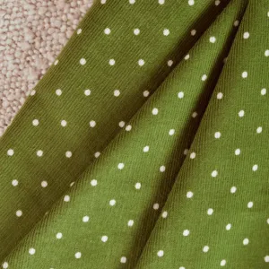 Atelier Brunette - Cotton Corduroy - Polka Dot Matcha Leaf