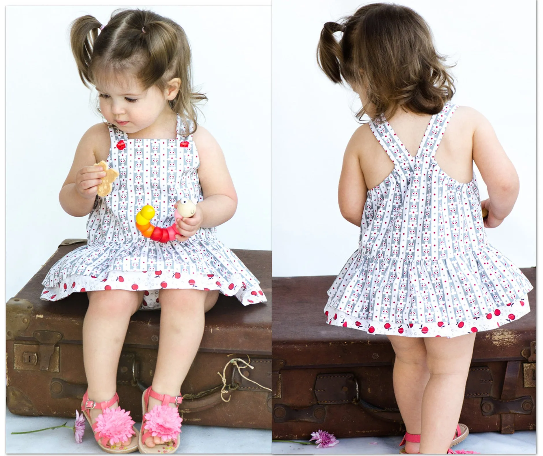 Baby girl romper pdf sewing pattern TINKERBELLE ROMPER sizes 3 months to 3 years.