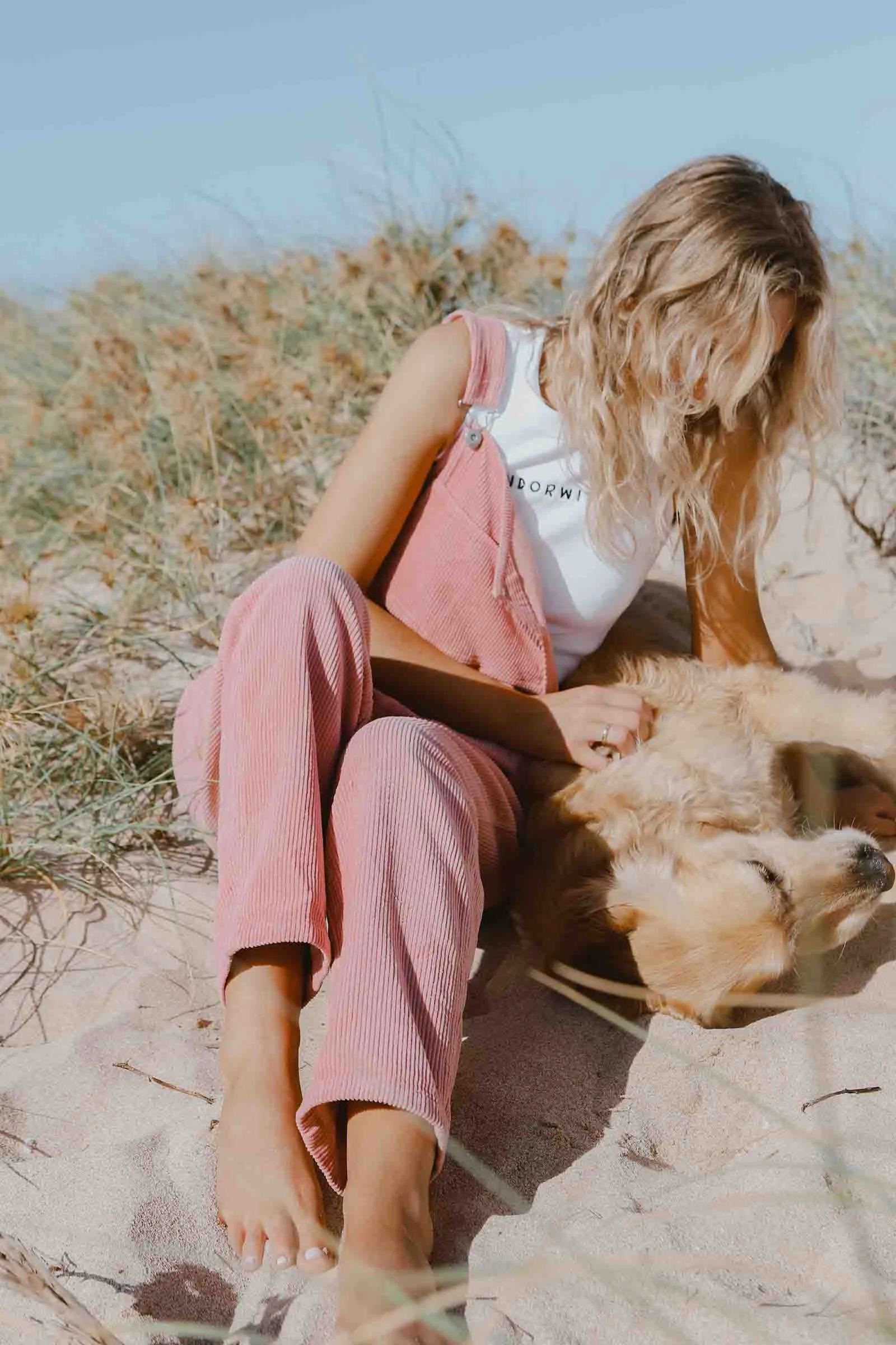 Beach Bum Corduroy Overalls Dusty Pink