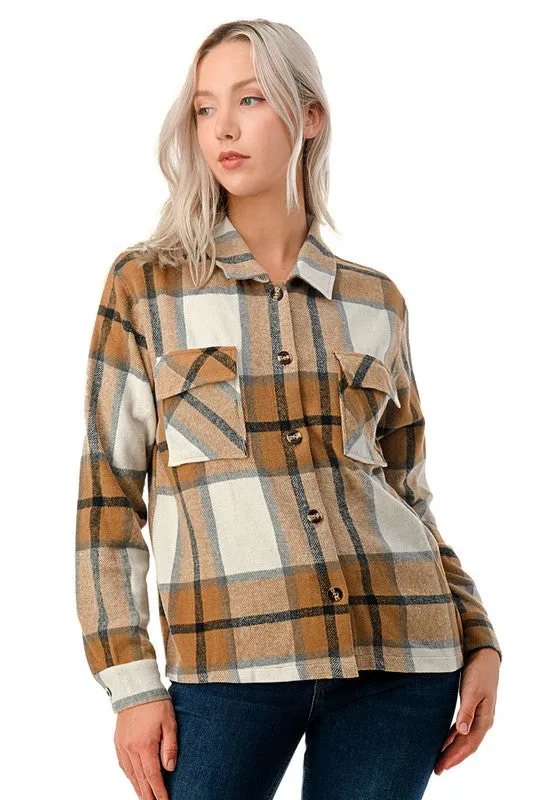 Beige Plaid Shacket