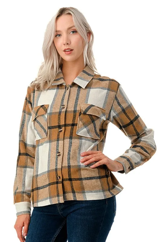 Beige Plaid Shacket