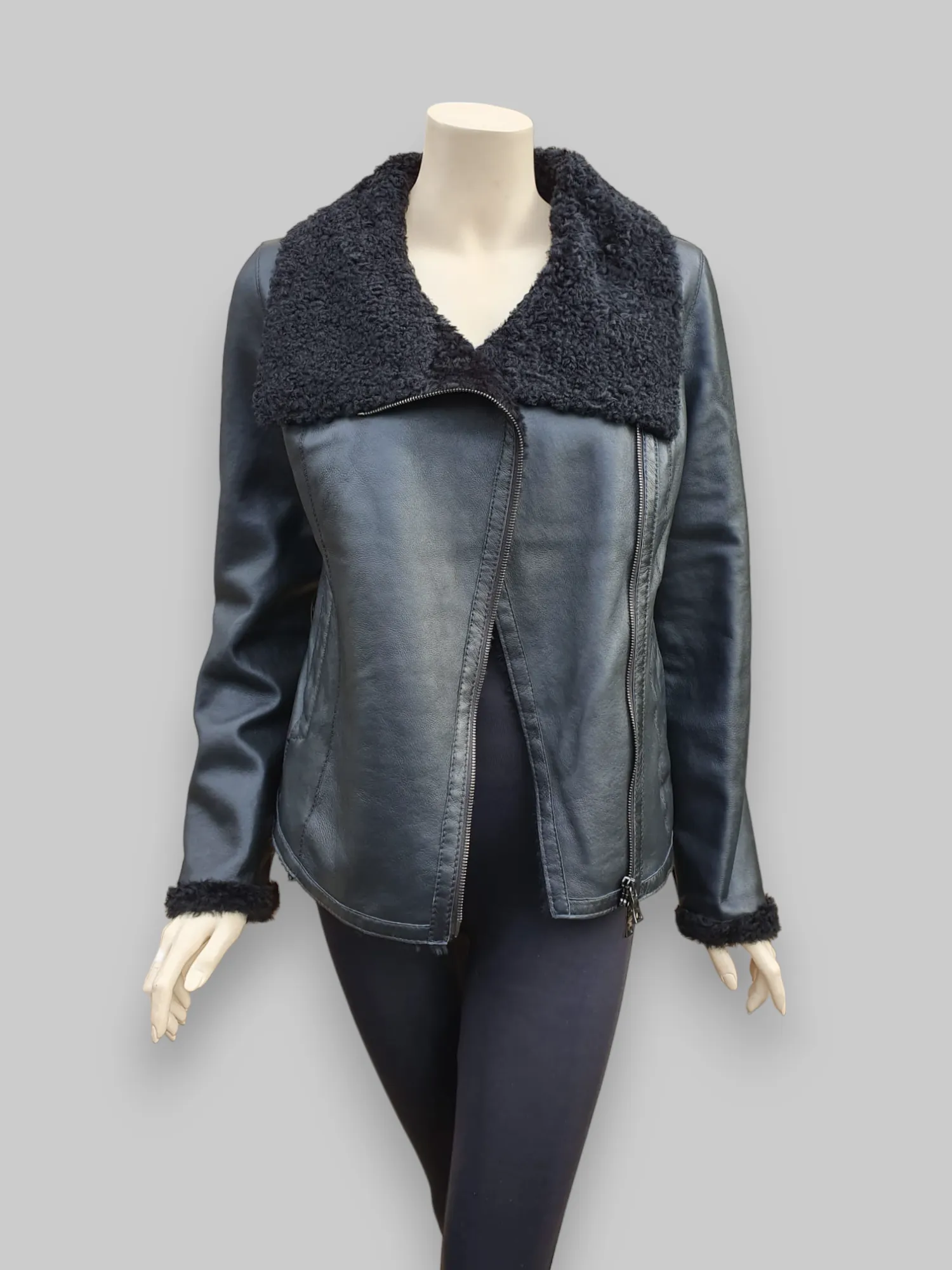 Black Nappa Shearling Jacket -Small