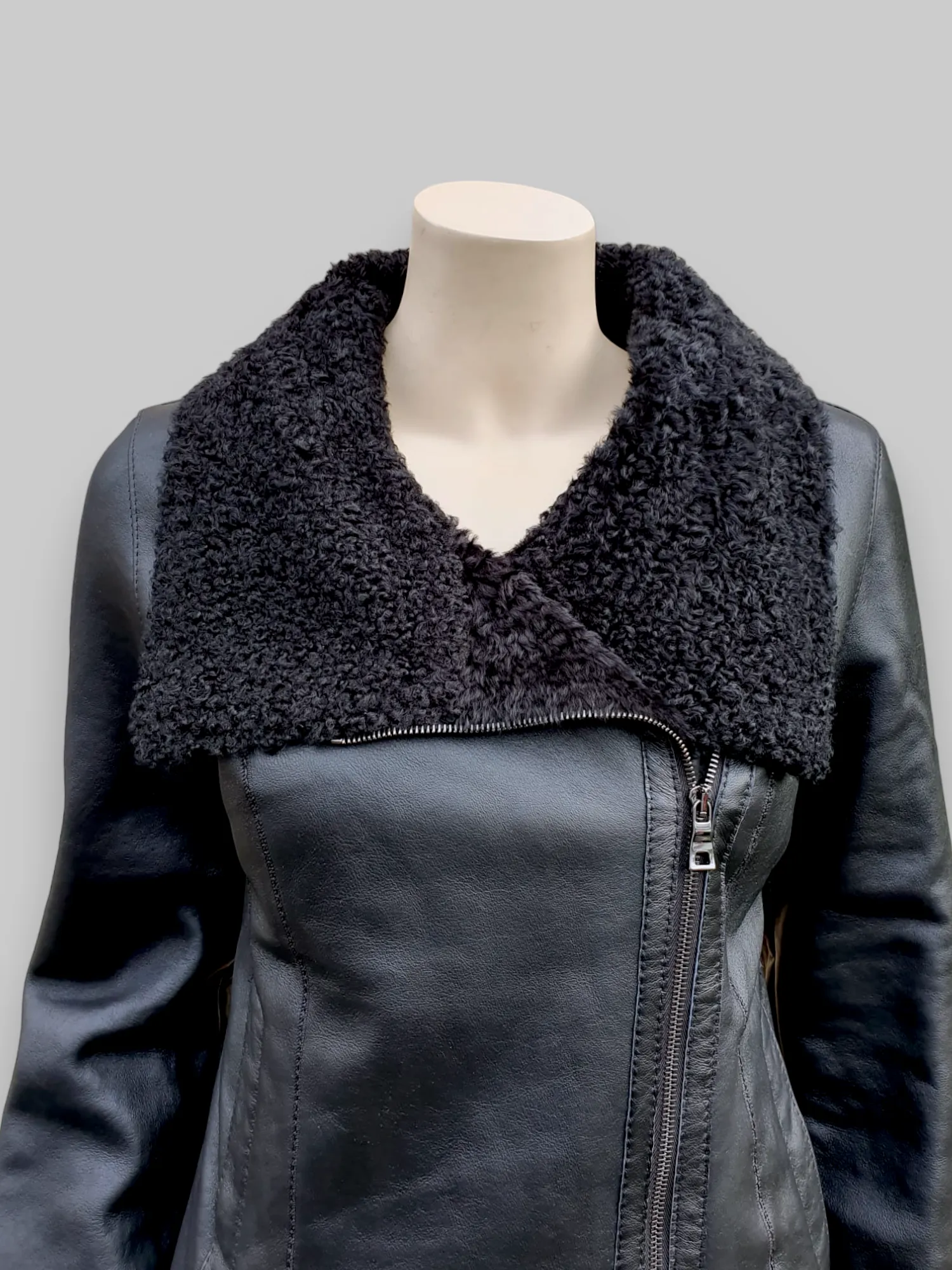 Black Nappa Shearling Jacket -Small