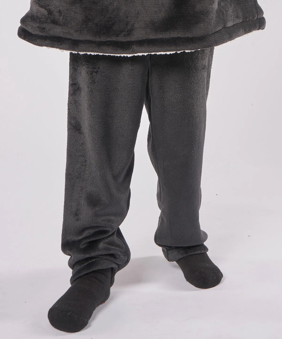 Black - The kids Ribbon luxury Eskimo-style fleece pants