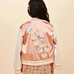 Blush Satin Varsity Jacket