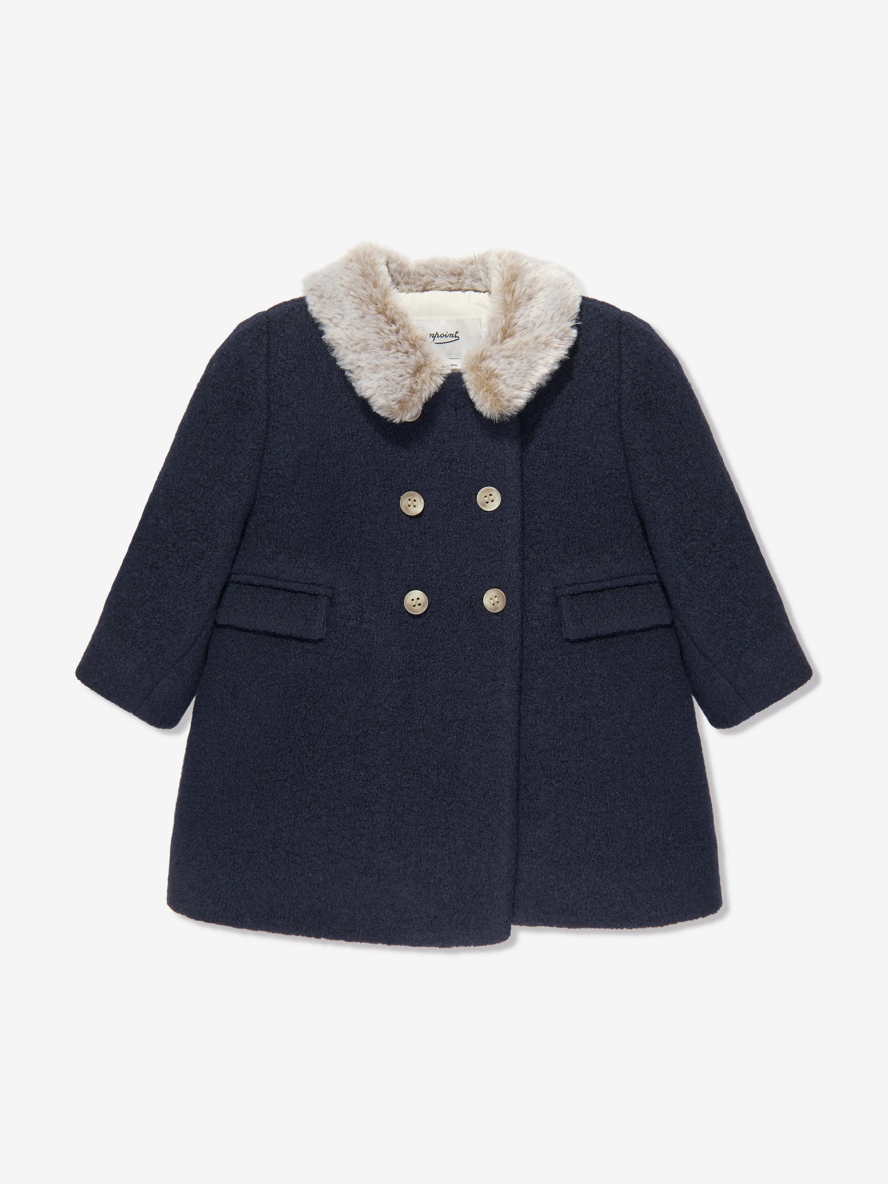 Bonpoint Baby Girls Moka Wool Coat in Navy