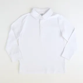 Boys Signature L/S Knit Polo - White Solid