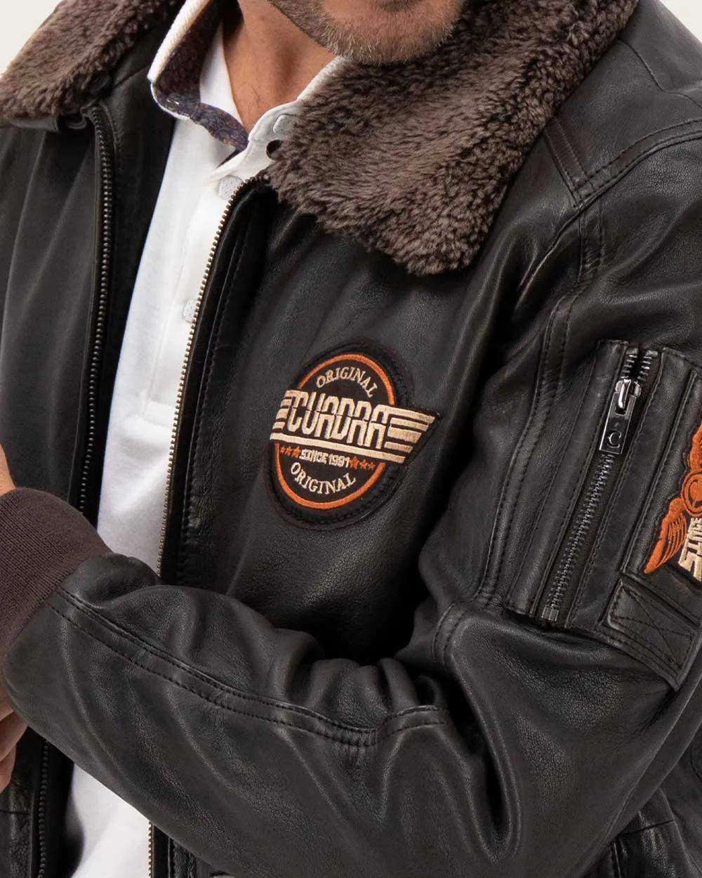 Brown aviator style jacket