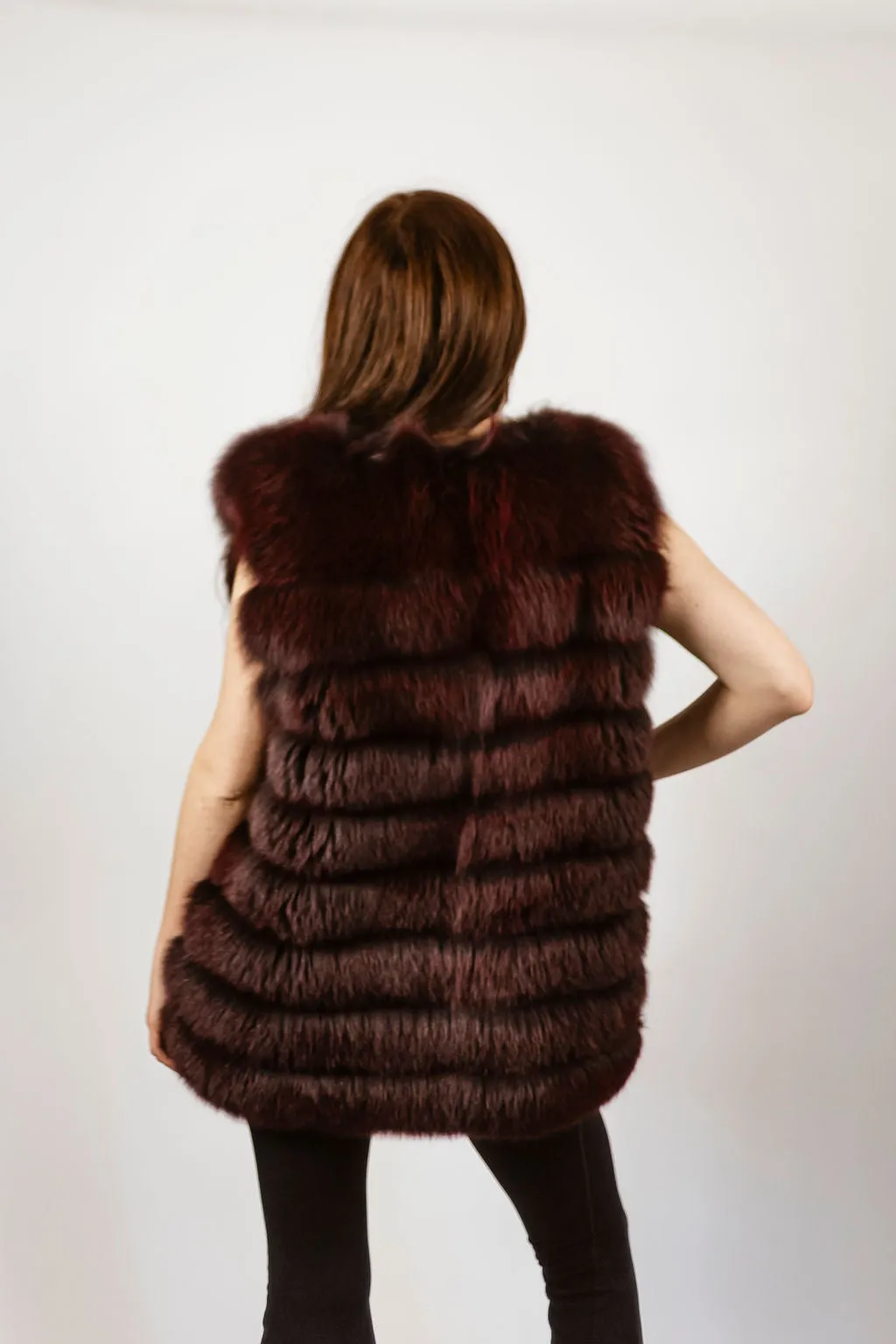 Burgundy Dyed Fox Vest