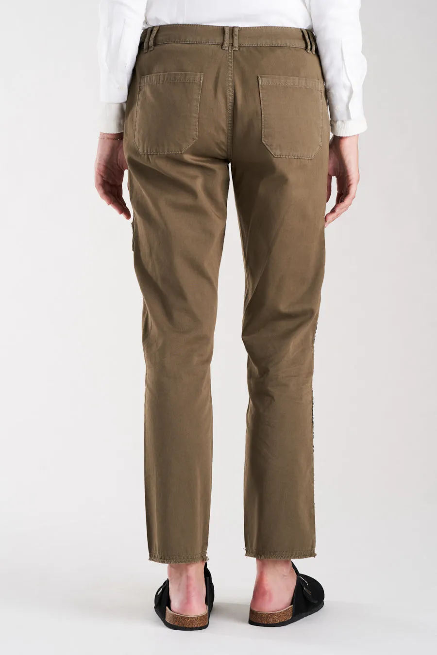 Cargo pants with embroidery in New Olive