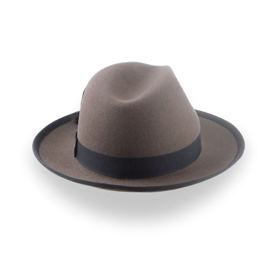 Caribou Grey Wide Brim Fedora Hat For Men in Premium Fur Felt | The Thiago