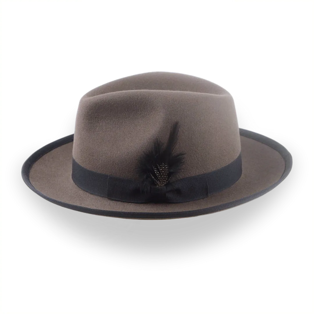 Caribou Grey Wide Brim Fedora Hat For Men in Premium Fur Felt | The Thiago