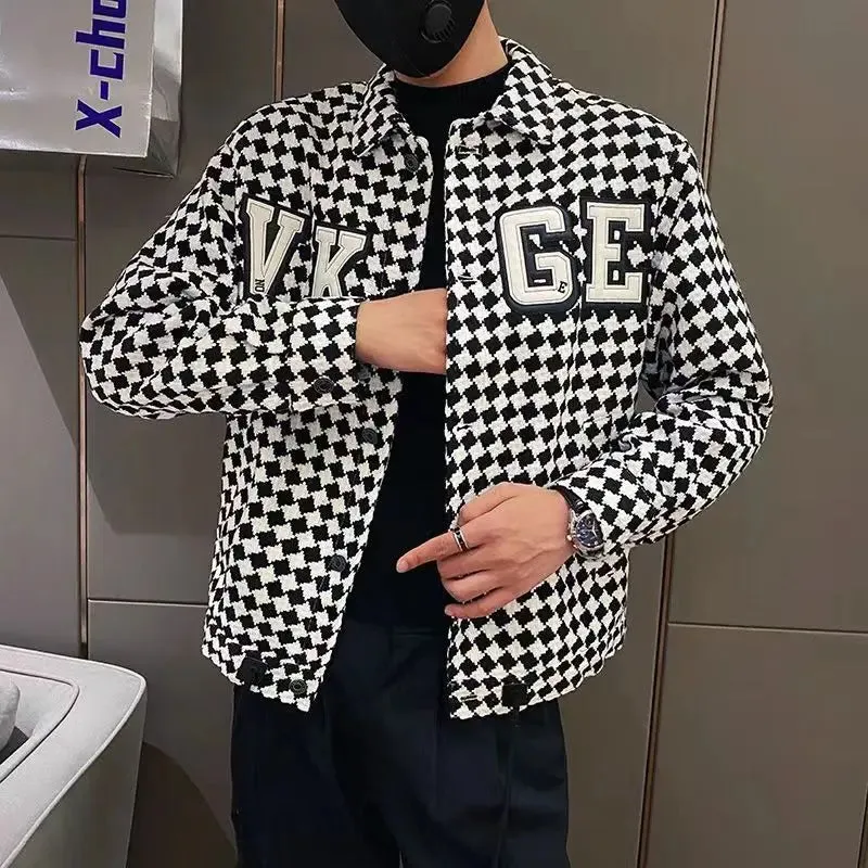 Casual Letter Plaid Multi-Pocket Jacket