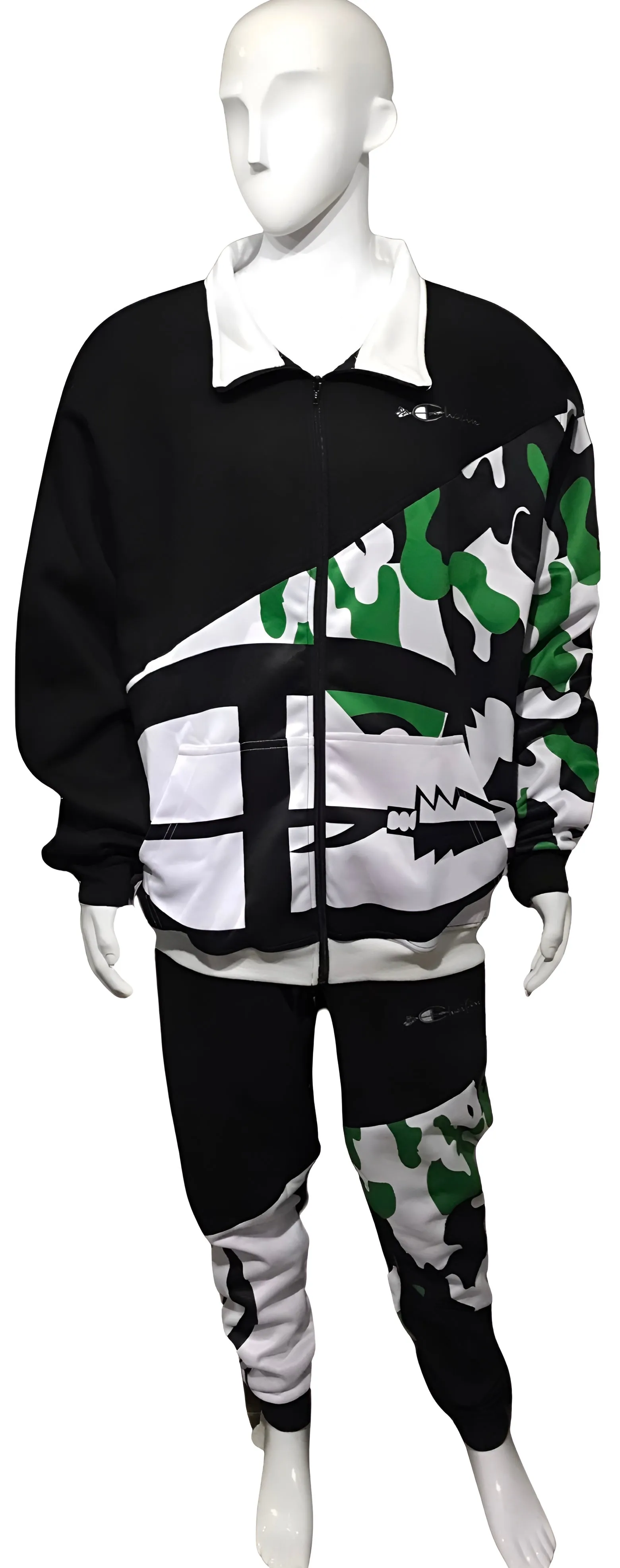 ^CHAMPION CHIEF^ LUXURY (GREEN CAMOUFLAGE) TRACKSUITS (CUT & SEW) (EMBROIDERED LOGOS)