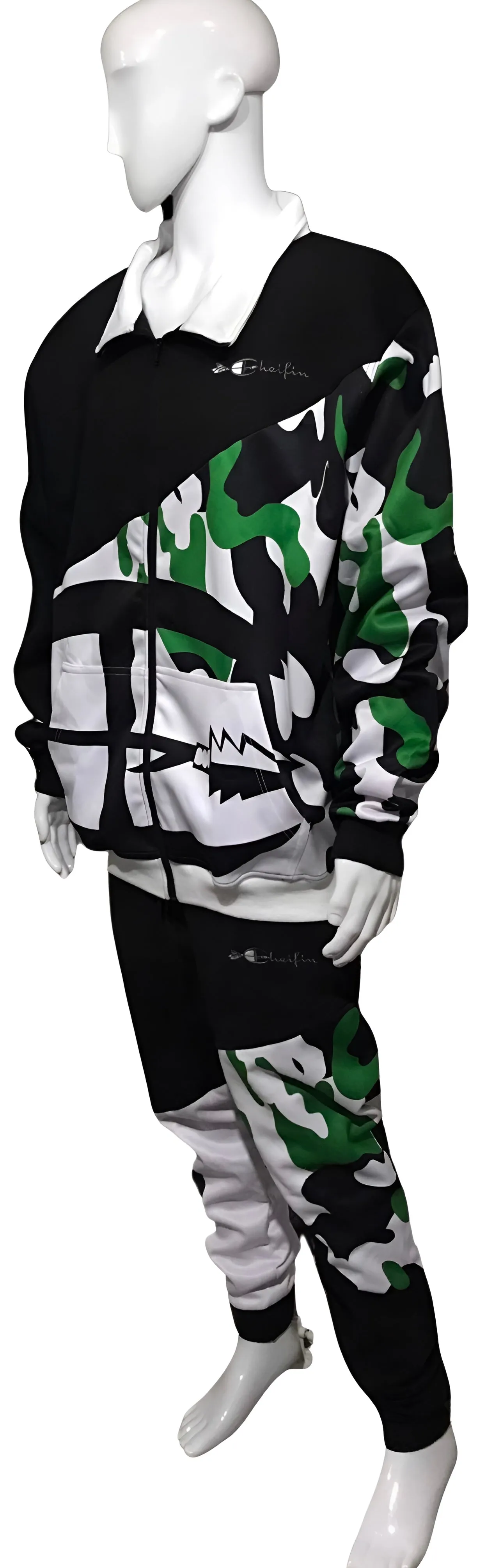 ^CHAMPION CHIEF^ LUXURY (GREEN CAMOUFLAGE) TRACKSUITS (CUT & SEW) (EMBROIDERED LOGOS)