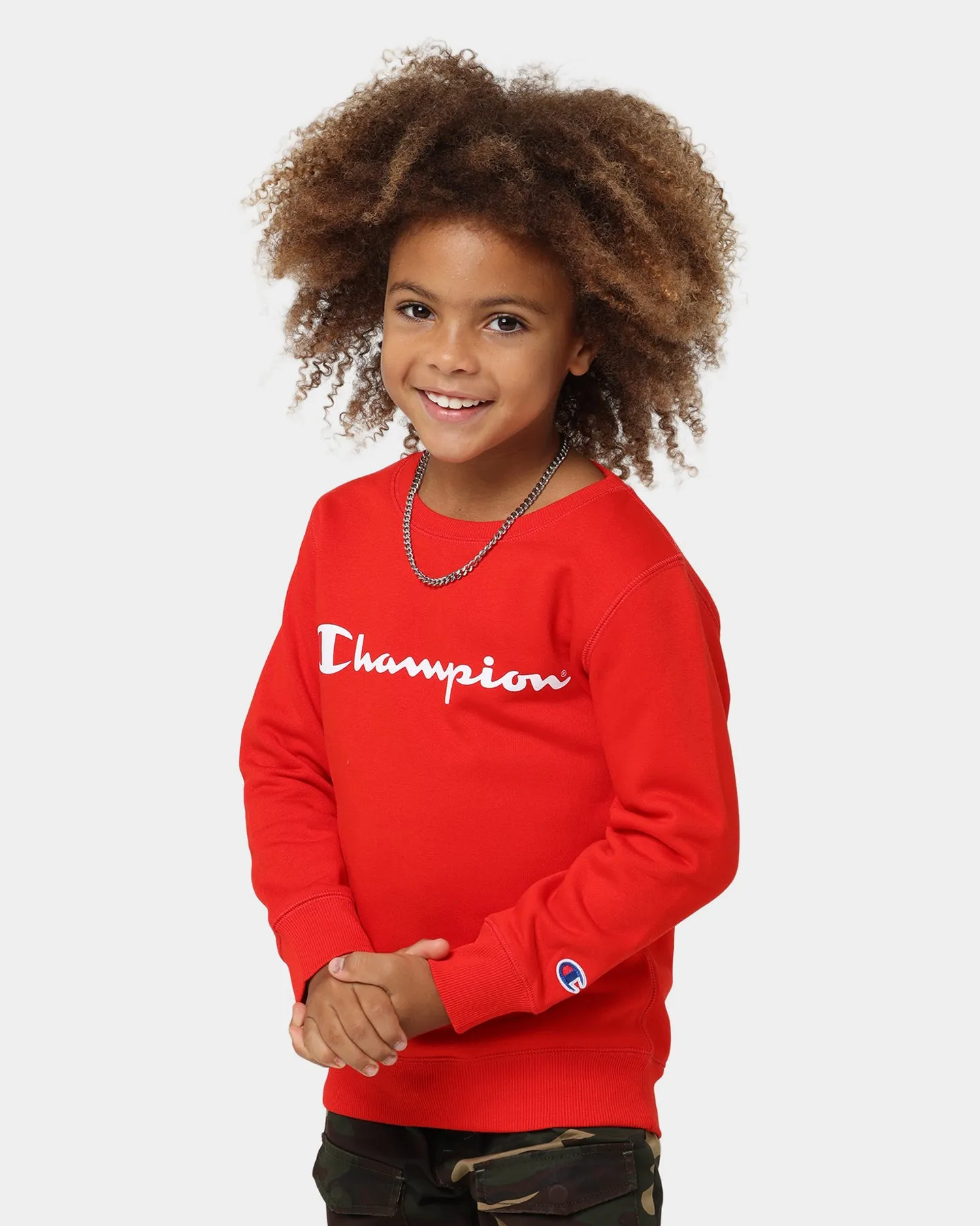 Champion Kids' Script Crewneck Vermillion