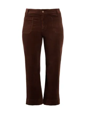 Chocolate Corduroy Colette High Rise Wide Leg Ankle Pant