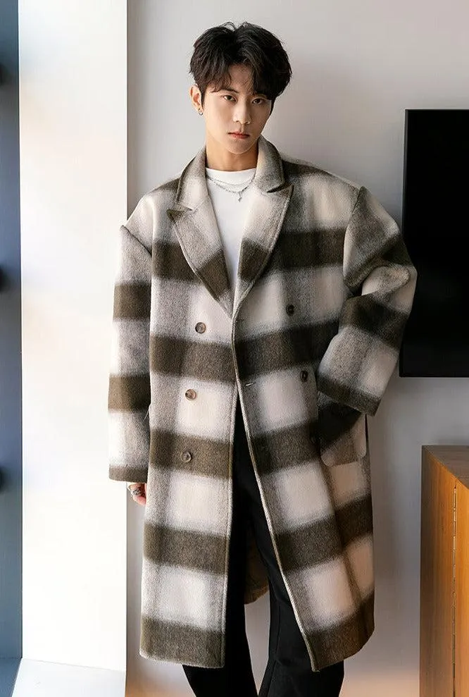 Chuan Casual Plaid Lapel Overcoat