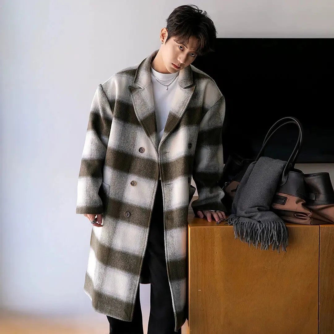 Chuan Casual Plaid Lapel Overcoat