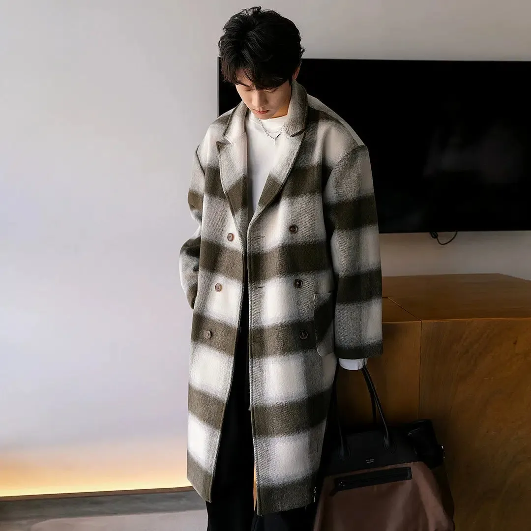 Chuan Casual Plaid Lapel Overcoat