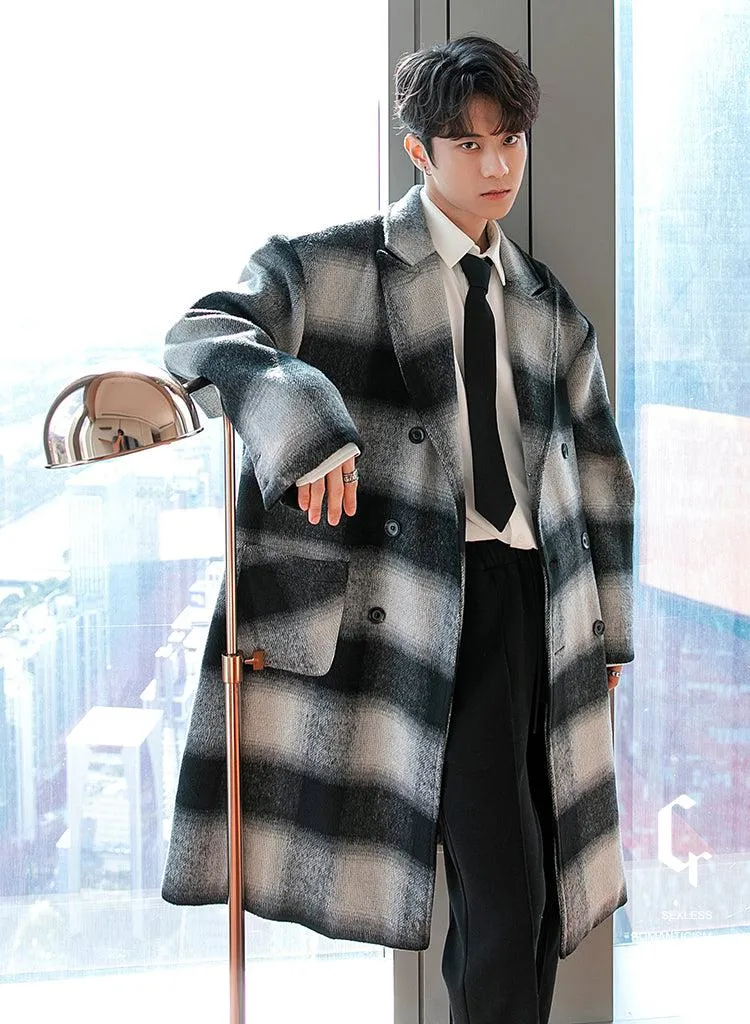 Chuan Casual Plaid Lapel Overcoat