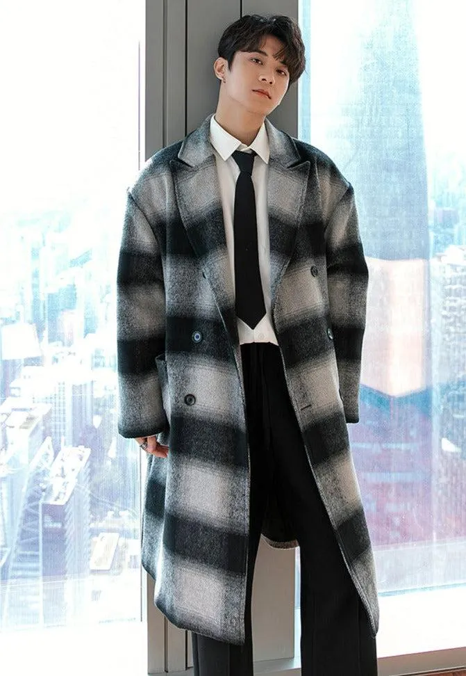 Chuan Casual Plaid Lapel Overcoat