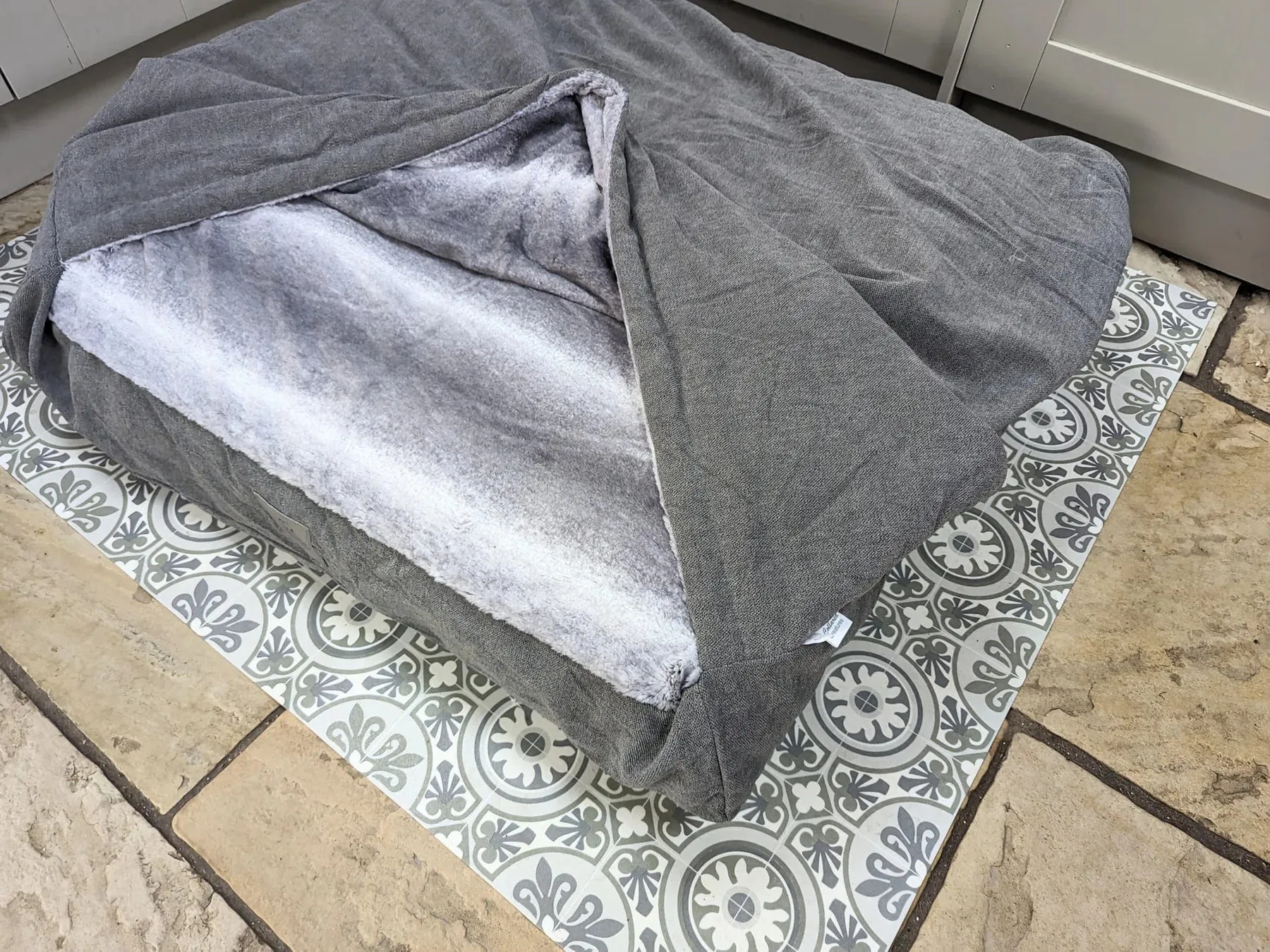 Collared Creatures - Grey Luxury Dog Snuggle Bed / Snuggle Sack /Sleeping Sack Luxury Dog Bed