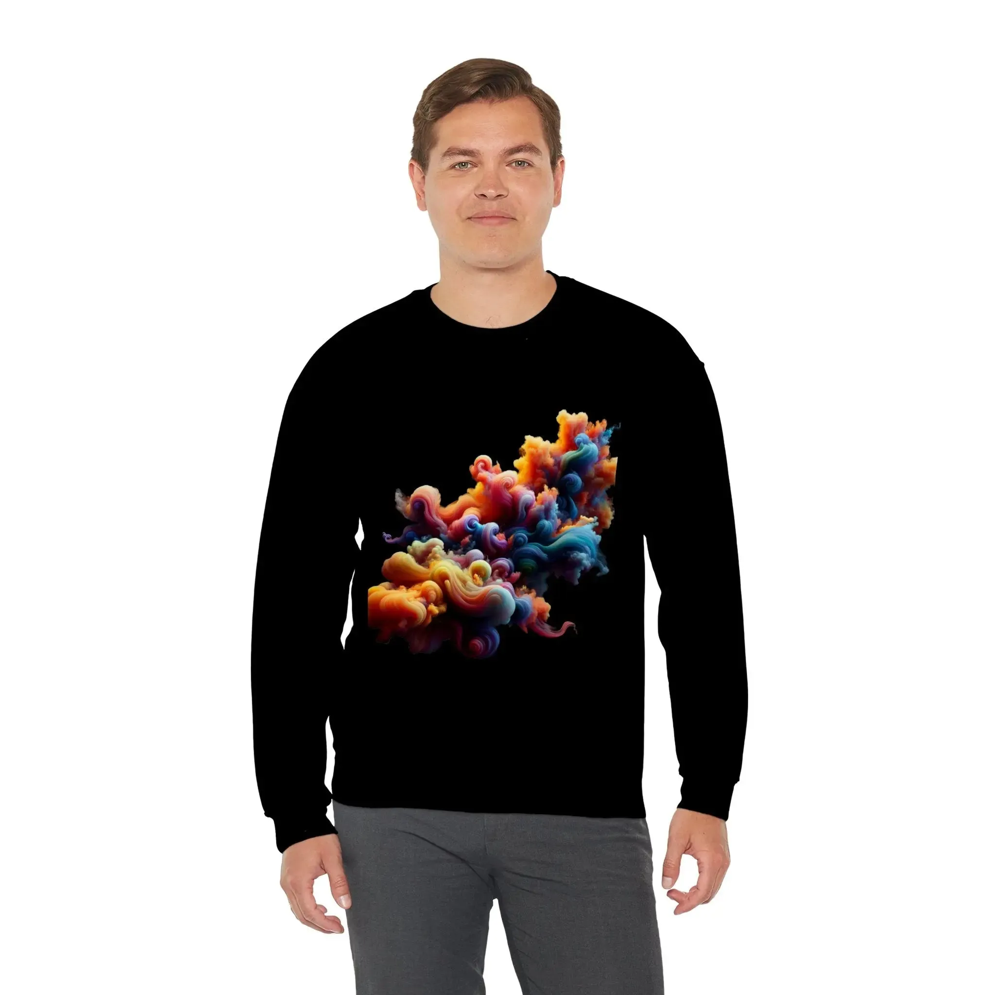 Colorful Smoke Unisex Crewneck Cotton Sweatshirt