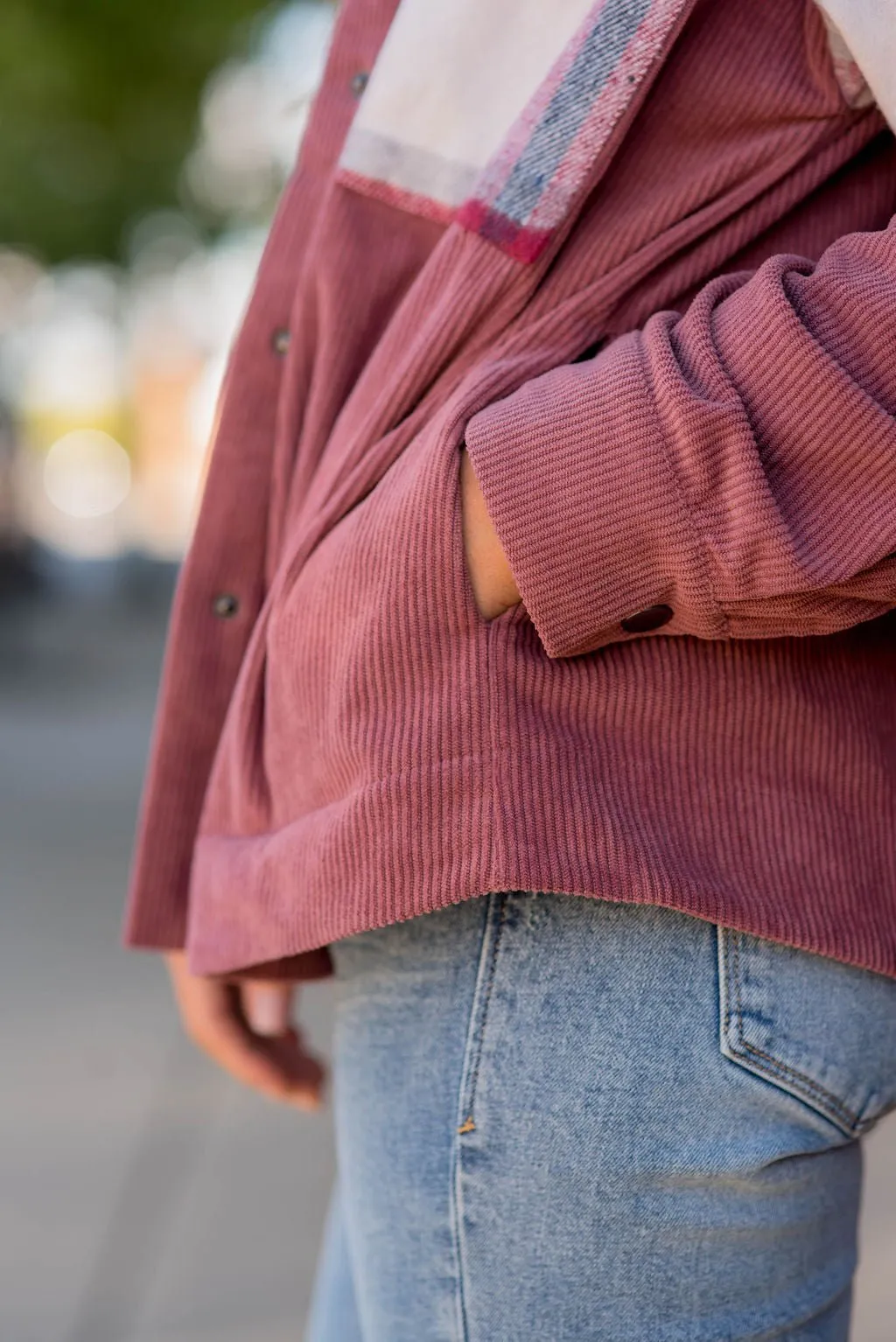 Corded Plaid Top Shacket