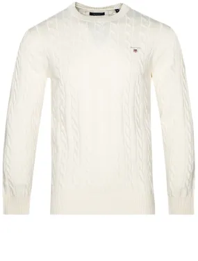 Cotton Cable Crewneck Cream