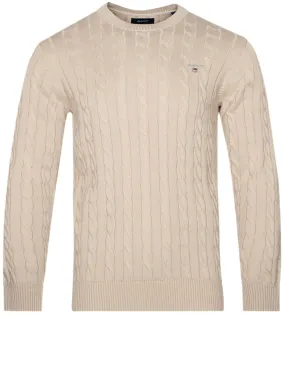 Cotton Cable Crewneck Dry Sand