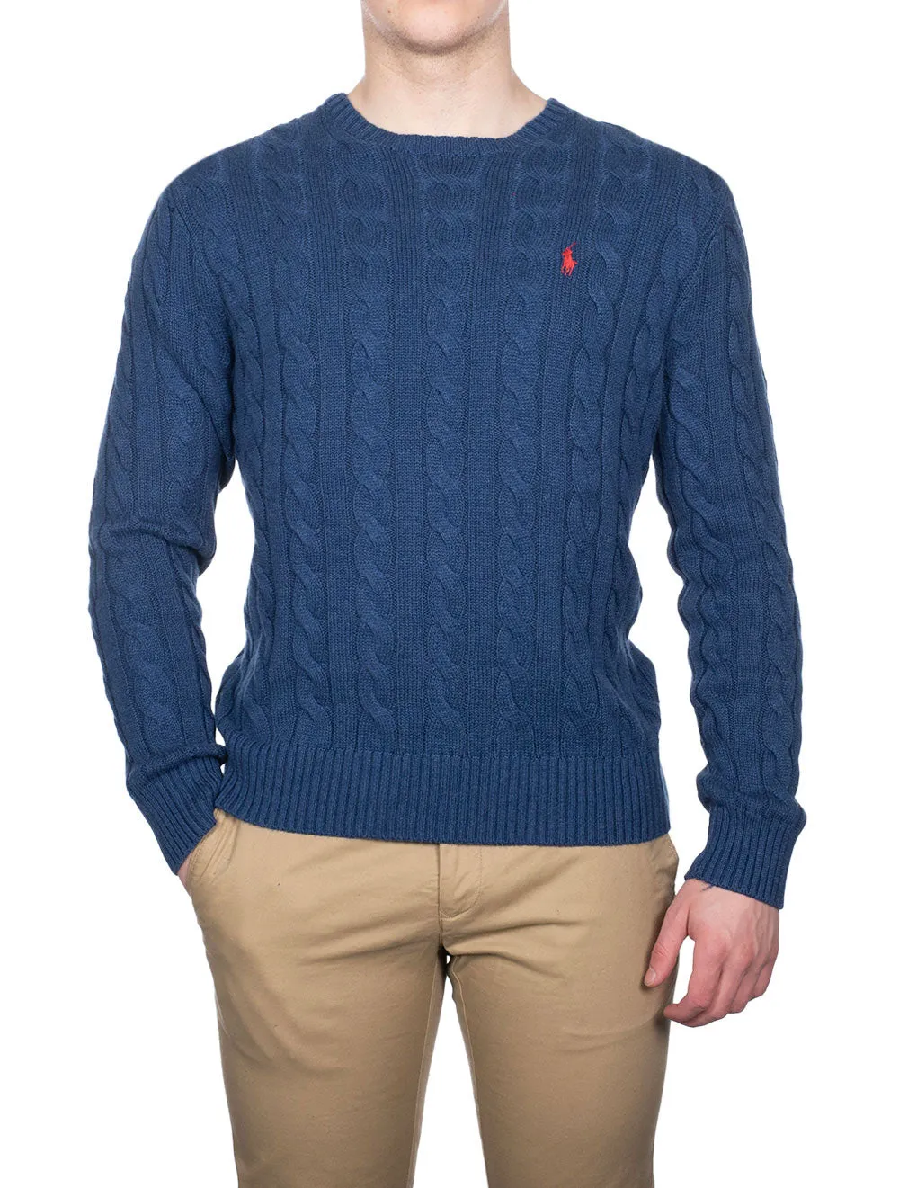 Cotton Cable Sweater Navy