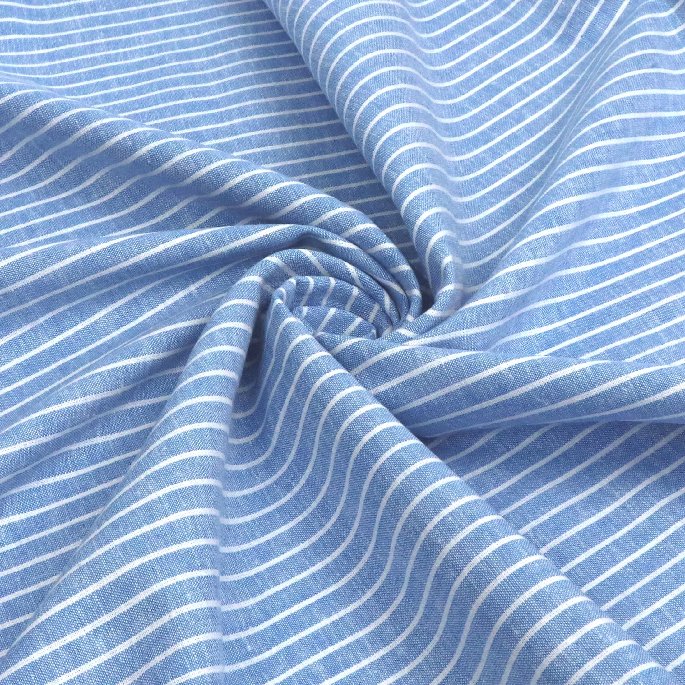 Cotton Linen - Marled Sky Blue - Stripe