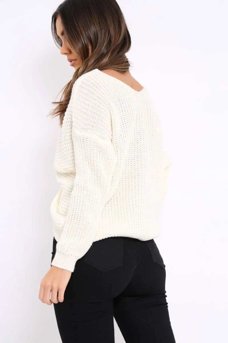 Cream Knot Knit Jumper - Kerri