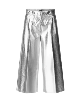 Cropped Metallic Leather Pants