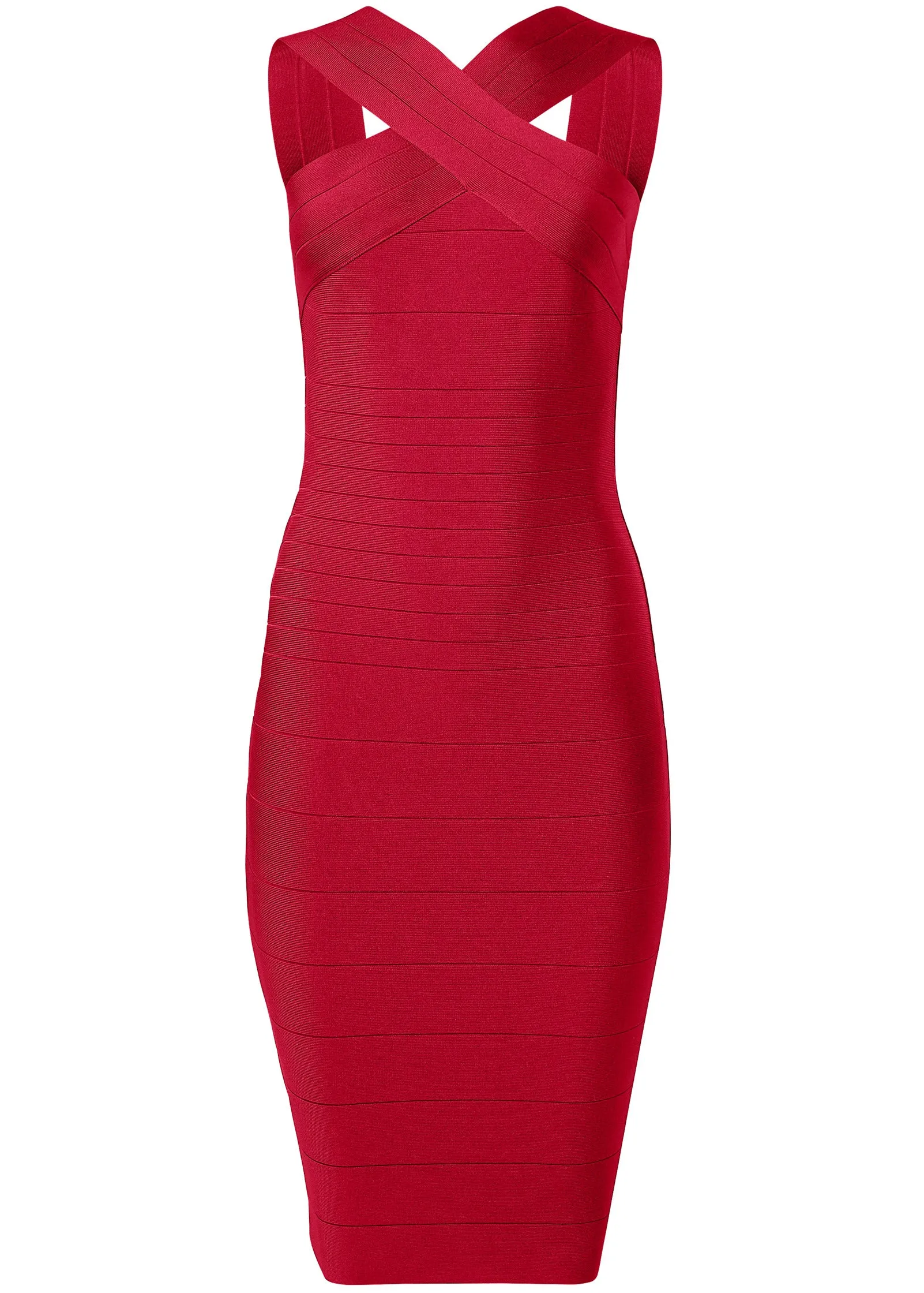 Cross-Neck Bandage Dress - Red