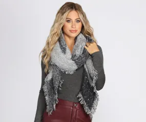 Cuddle Nights Frayed Blanket Scarf