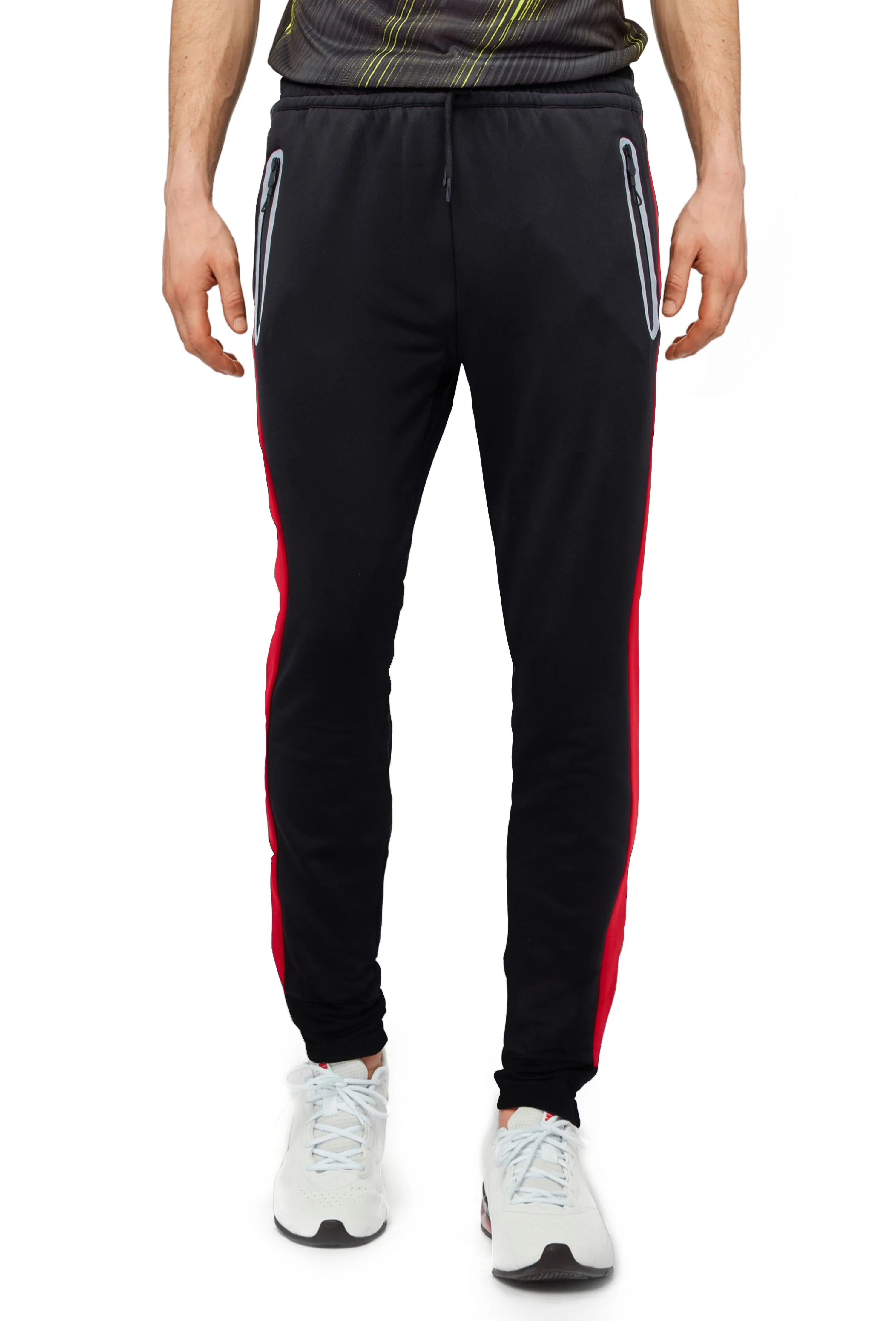 Cultura Men's Zip Pocket Side Stripe Tech Fleece Jogger Sweatpants