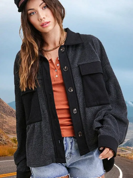 Do Fall Right Cropped Shacket