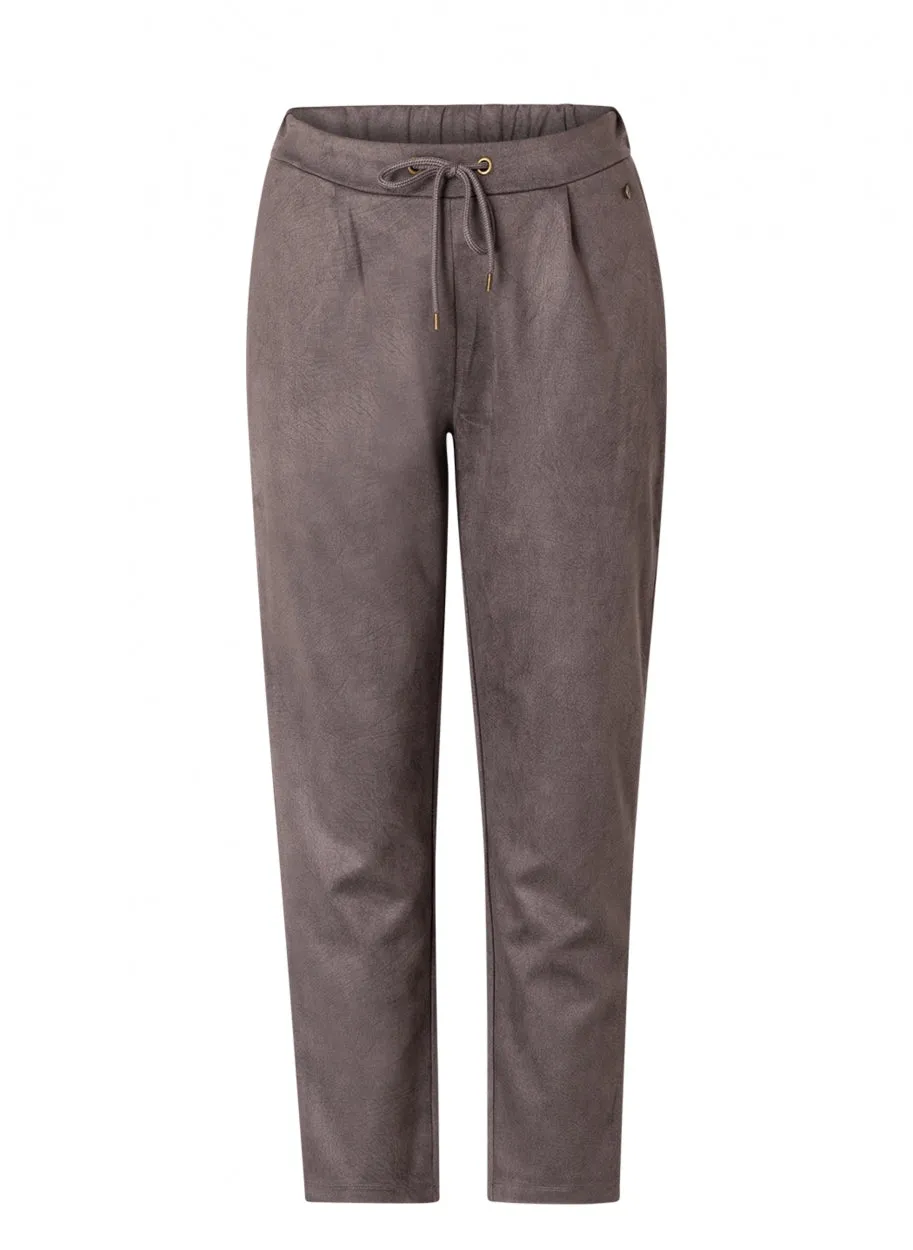 DRAW STRING GREY SUEDED JOGGER PANT