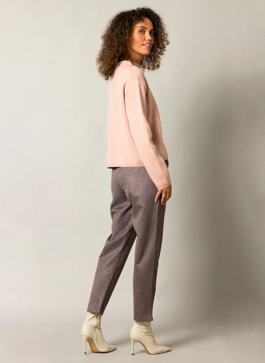 DRAW STRING GREY SUEDED JOGGER PANT