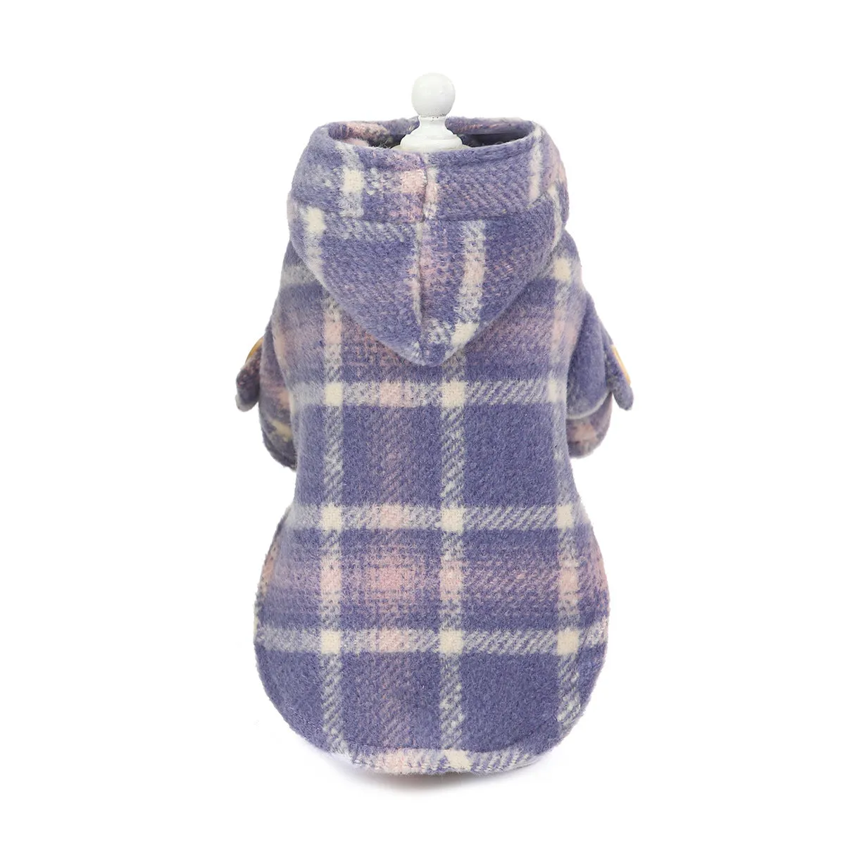 Elegant Plaid Trench Coat Winter Warm Pet Clothing